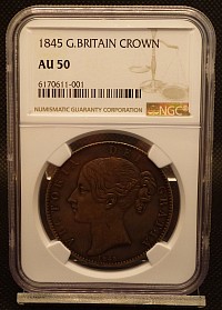 1845年ヴィクトリアクラウン銀貨ヤングヘッド